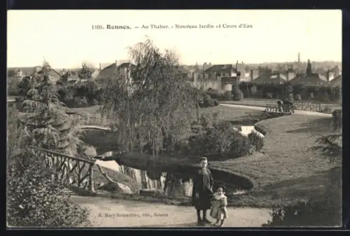 AK Rennes, Au Thabor, Nouveau Jardin et Cours d`Eau