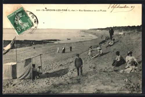 AK Saint-Brevin-les-Pins, Vue Générale de la Plage