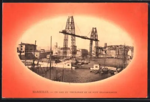 AK Marseille, Un Coin du Vieux-Port e le Pont Transbordeur