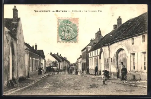 AK Villeneuve-la-Guyard, Bichain, La Grande Rue
