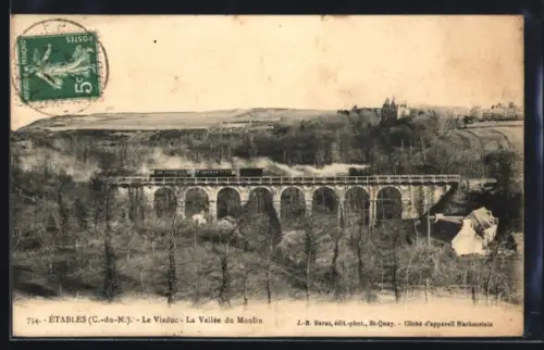 AK Étables /C.-du-N., Le viaduc, la vallée du Moulin