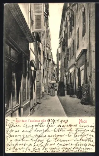 AK Nice, Rue dans l`ancienne ville