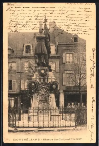AK Montbéliard, Statue du Colonel Denfert