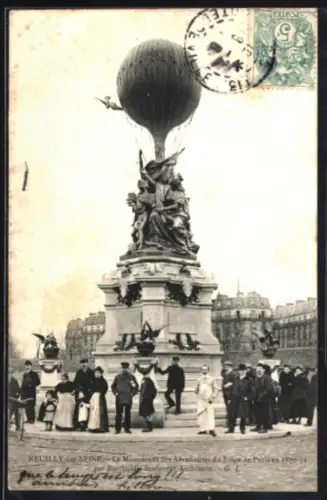 AK Neuilly-sur-Seine, Le monument des aéronautes du Siège de Paris