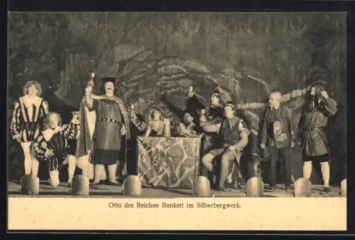 AK Freiberg, Bergarbeiterfest 1914, Festspiel, Otto des Reichen Bankett im Silberbergwerk