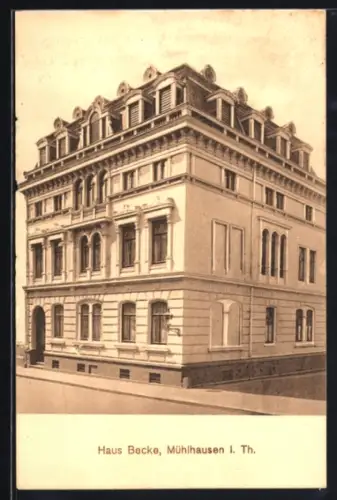 AK Mühlhausen i. Th., Haus Becke in der Brückenstrasse