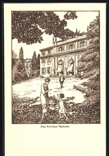 Künstler-AK sign. E. Stahl: Bonn, Kurhaus Redoute, Aussenansicht mit Gartenanlage