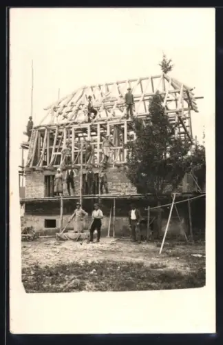 Foto-AK Ursendorf, Hausbau Familie Bosch 1925