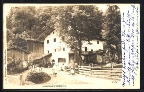 Foto-AK Berchtesgaden, Rosshofschmiede am Wald