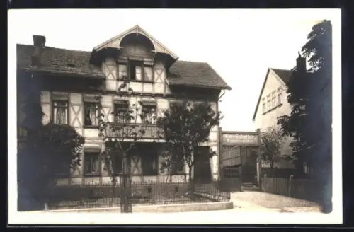 Foto-AK Erfurt, Zimmerei von Karl Scheller in der Poststrasse 8, jetzt Magdeburger-Allee