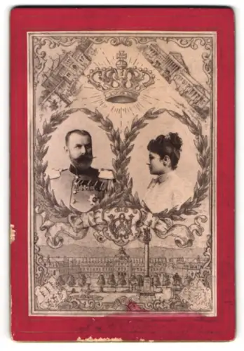 Fotografie unbekannter Fotograf und Ort, König Wilhelm II. von Württemberg mit Charlotte von Württemberg