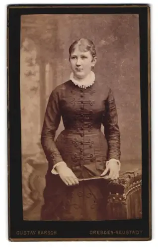 Fotografie Gustav Karsch, Dresden, Grosse Meissenerstrasse 9, Elegantes Porträt einer Dame