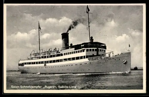 AK Salon-Schnelldampfer Rugard der Sassnitz-Linie, Passagierschiff