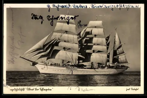 AK Segelschulschiff Albert Leo Schlageter der Kriegsmarine mit gesetzten Segeln