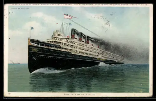 AK Passenger steamer City of Detroit III, Passagierschiff