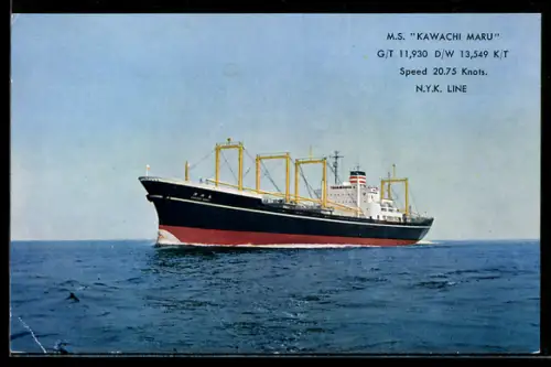 AK Japanisches Frachtschiff M.S. Kawachi Maru der N.Y.K. Line auf hoher See, Handelsschiff