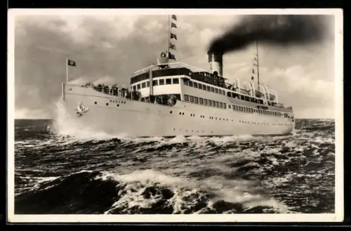 AK Passagierschiff S.S. Rugard in stürmischer See