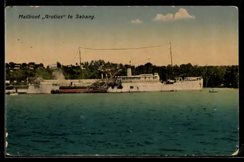 AK Sabang, Niederländisches Passagierschiff Grotius im Hafen von Sabang