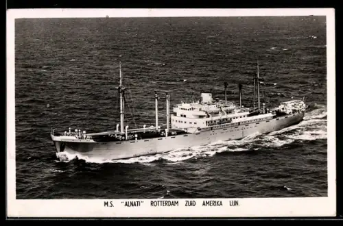 AK Handelsschiff M.S. Alnati, Rotterdam Zuid Amerika Lijn aus der Vogelschau