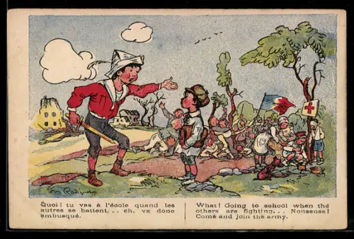 AK Kinder beim Kriegspielen, Versorgung von Verwundeten, Kinder Kriegspropaganda