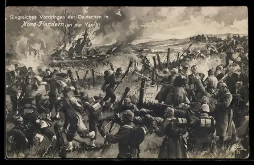 AK Siegreiches Vordringen der Deutschen in Nord-Flandern an der Yser