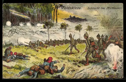 AK Schlacht bei Mülhausen, 10. August 1914