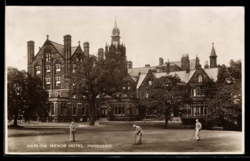 AK Harrogate, Harlow Manor Hotel, Herren beim Crocket-Spiel