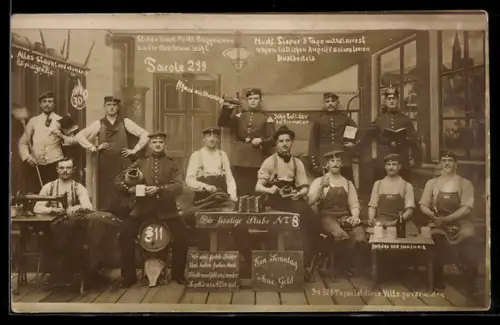 AK Gruppenaufnahme Reservisten mit noch 300 Tagen Dienst