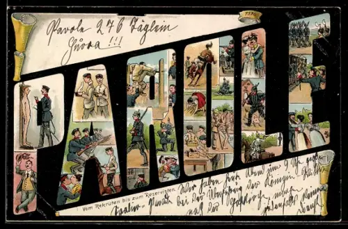 AK Vom Rekruten bis zum Reservisten, Bildergeschichte