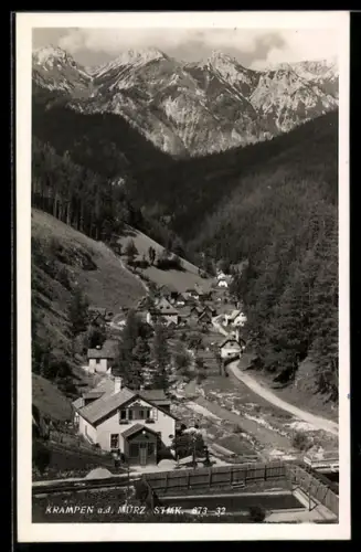 AK Krampen a. d. Mürz, Totalansicht mit Tal u. Bergen