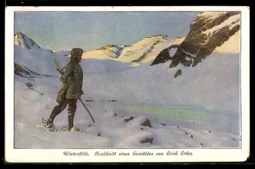AK Mann auf Schneeschuhen in den Bergen, Velhagen & Klasings Monatshefte