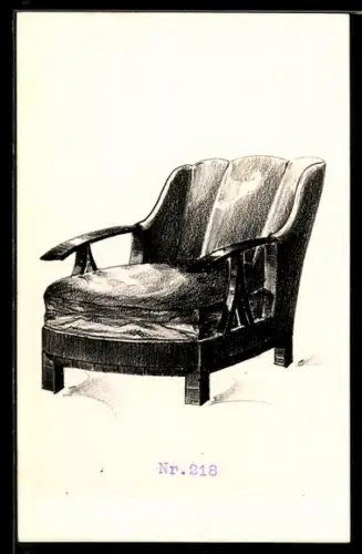 AK Entwurf eines Sessels mit gebogener Lehne