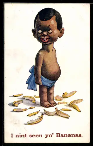 AK Kind steht umgeben von Bananenschalen, I aint seen yo` Bananas
