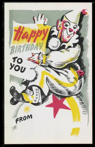 AK Pierrot Clown mit Geburtstagswünschen