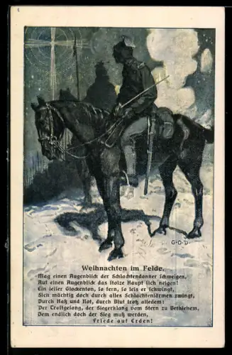 AK Soldaten zu Pferde sehen den Weihnachtsstern im Himmel