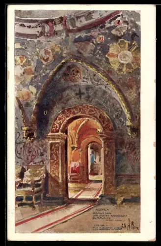 Künstler-AK Moscou, Salle de réception de Tzar Alexis Mikhailovich, Rotes Kreuz Russland