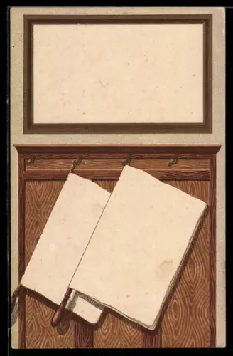 AK Zeitungen hängen an einem Holzbrett