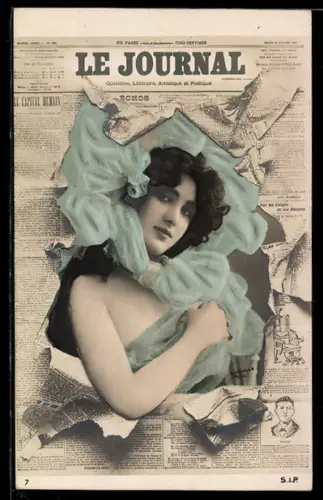 AK Zeitung Le Journal mit Frauenporträt