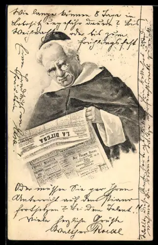 AK Geistlicher liest Zeitung La Difesa