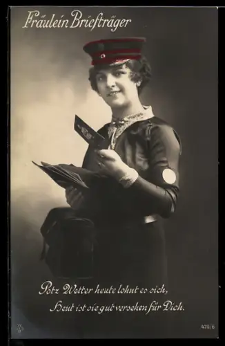 AK Fräulein Briefträger bringt die Post