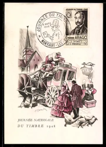 AK Postkutsche auf der Journée Nationale du Timbre 1948