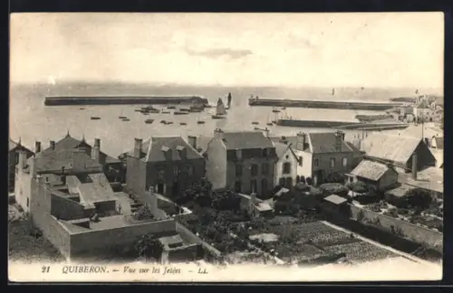 AK Quiberon, Vue sur les Jetées
