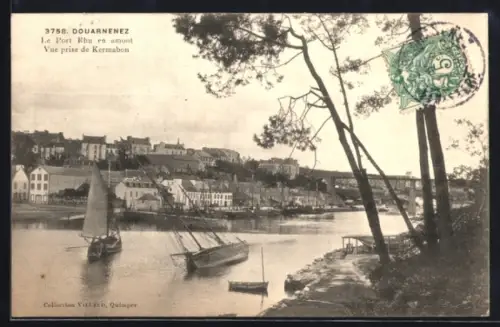 AK Douarnenez, le Port Rhu en amont, vue prise de Kermabon