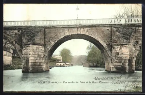 AK Poissy /S.-et-O., Une arche du Pont et le Bras Migneaux