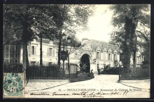 AK Neuilly-sur-Seine, Restaurant du Château de Madrid