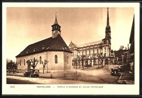 AK Montbéliard, Temple St-Georges et Eglise Catholique