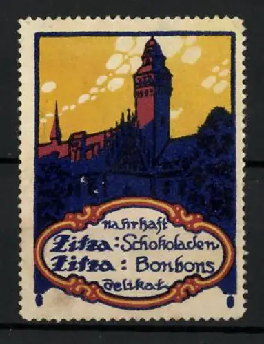 Reklamemarke Zeitz, Zitza Schokoladen und Bonbons, Rathaus zu Zeitz