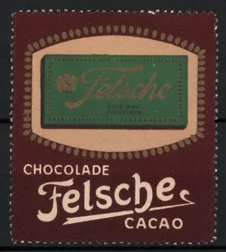 Reklamemarke Chocolade und Cacao Felsche, Schokoladenverpackung