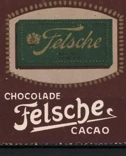 Reklamemarke Felsche-Schokolade und Kakao, Schokoladentafel, Grün