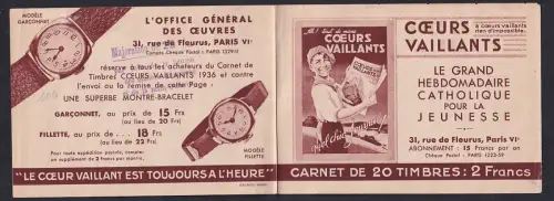 Werbebillet Paris, Le Grand Hebdomadaire Catholique pour la Jeunesse, Rue de Fleurus 31, Briefmarken